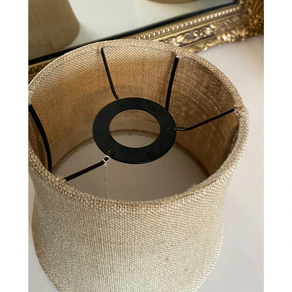 New Pottery barn Textured Natural burlap TAPERED Bell Small 7” lamp shade